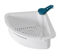 Panier D’Évier D’Angle ABS 39x25x11cm, Rangement la cuisine | Structure Triangulaire à Ventouse, Fond Ajouré, Démontage Facile, pour Éponge, Pelures et Coin de Lavabo Couleur Aléatoire