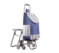 Panier d'achats, Chariot d'épicerie de Voyage avec siège, Escalade d'escalier(Blue)
