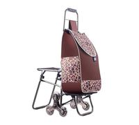 Panier d'achats, Chariot d'épicerie de Voyage avec siège, Escalade d'escalier(Brown)