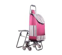 Panier d'achats, Chariot d'épicerie de Voyage avec siège, Escalade d'escalier(Pink)