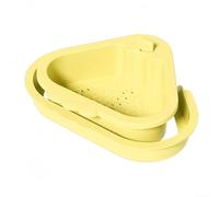 Panier d'angle pour évier avec fixation sécurisée et mécanisme de vidage automatique pour l'élimination des déchets, avec rangement pour éponge pour espace d'évier organisé (jaune)