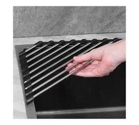 Panier d'angle pour évier - Égouttoir à vaisselle triangulaire enroulable au-dessus de l'évier avec support en éponge antidérapant pour l'organisation de la cuisine