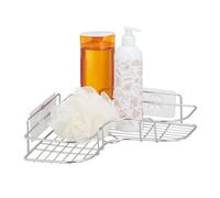 Panier d'angle pour la douche support à savon 2 niveaux inoxydable 2 kg adhésif