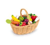 Janod - Panier de 24 Fruits et Légumes - Jouet d’Imitation Panier de Courses - Idéal pour Jouer à la Marchande - Dès 3 Ans, J05620