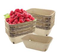 Panier de baies en carton, boîte à baies en fibre de pâte, panier de baies en fibre de pulpe petit récipient de fruits en fibre de pâte - panier de baies en fibre de pulpe avec évent, 50 pièces Panier