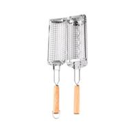 Panier de barbecue à roulettes - Grand panier rond rotatif - Tube rond en maille d'acier inoxydable - Panier de barbecue robuste pour l'extérieur, le poisson, les aliments, le camping