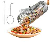 Panier de barbecue à roulettes | Outils de cuisine en acier inoxydable avec poignée amovible pour homme, papa, père, anniversaire, camping, Noël