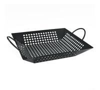 Panier de barbecue anti-adhésif pour barbecue extérieur, panier de gril extra large en acier pour légumes et viande, outil de barbecue carré pour un nettoyage facile de la surface, 37,5 x 30,5 cm