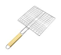 Panier de barbecue avec poignée en bois - Panier à poisson de 40 cm - Fils résistants hautes températures - Accessoires de cuisine pour légumes - Paniers de barbecue robustes pour griller du