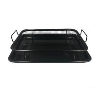 Panier de barbecue carré en acier inoxydable, 30 x 22 x 5,5 cm, avec plateau d'égouttement pour barbecue, grille de cuisson antiadhésive, facile à nettoyer, passe au four, outil de cuisson pour
