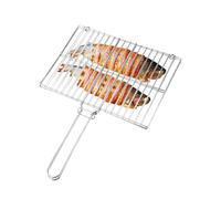 Panier de barbecue d'extérieur - Grille de barbecue en acier inoxydable - Accessoire de barbecue rectangulaire épais - Grille de cuisson légère pour le camping