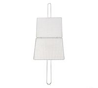 Panier de barbecue en acier inoxydable avec poignée, filet pliable pour poisson, viande, fruits de mer, grille carrée pour camping et barbecue à la maison (35 × 25 cm)