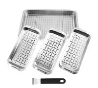 Panier de barbecue en acier inoxydable - Avec poignée sûre - Plat et rectangulaire en acier inoxydable - Pour poisson, viande, poivre, réunion de famille, pique-niques