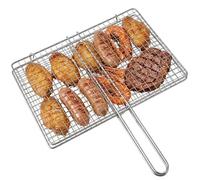 Panier de barbecue en acier inoxydable de qualité professionnelle avec poignée verrouillage, panier gril à poisson - 13, 8 x 8, 7 pouces, accessoires grille pour la cuisine en plein