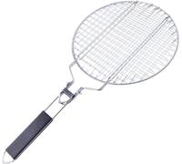 Panier de barbecue en acier inoxydable - Grille ronde verrouillable de 55 cm avec poignée amovible,grille barbecue ronde