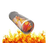 Panier de Barbecue en Acier Inoxydable, Panier À Légumes pour Grillades en Plein Air, Paniers À Griller Cylindriques, Accessoires De Barbecue Panier Grillagé Grille Pour Légumes, Crevettes, Steak