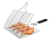 Panier de Barbecue en Acier Inoxydable, Panier de Barbecue Portable Pliable avec Poignée Amovible pour rôtir, poisson, légumes, barbecue fête