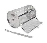 Panier de barbecue en acier inoxydable, panier de grill roulant, fourchette, cylindre en treillis métallique, panier de barbecue pour Camping pique-nique fête (23cm Höhe)