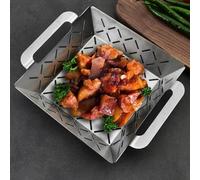 Panier de barbecue en acier inoxydable pour Weber, design en maille pour maintenir les légumes et les plats d'accompagnement en toute sécurité pendant la cuisson, matériau résistant à la rouille et