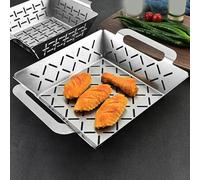 Panier de barbecue en acier inoxydable, résistant à la chaleur, lavable, compatible avec les modèles Weber Grill, convient pour les légumes et la viande, argenté