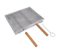 Panier de Barbecue, Panier de Gril à Barbecue en Acier Rectangulaire pour Poisson (Double poignée)
