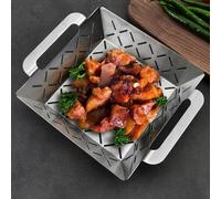 Panier de barbecue professionnel en acier inoxydable pour barbecue Weber, avec construction en maille pour une cuisson uniforme des légumes et des côtés simultanément (petit format)