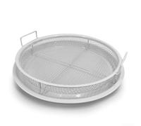 Panier de barbecue rond en acier inoxydable pour camping, pique-nique et extérieur facile à nettoyer (blanc)