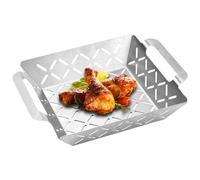 Panier de barbecue - Ustensile de cuisine robuste en acier inoxydable avec poignée - Panier pour barbecue de poisson - Pour charbon de bois, électrique, camping, jardin, terrasse, pique-nique, maïs