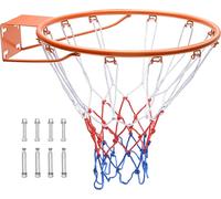 Panier de basket anneau de suspension anneau de basket 483 mm, filet anneau de basket 577 x 483 x 110 mm Qualité et sécurité testées Indoor & Outdoor, Panier de basket stable universel Orange