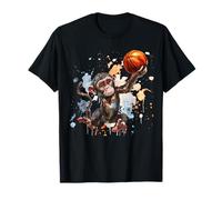 Panier de basket-ball aquarelle illustration singe mignon panier de basket-ball T-Shirt