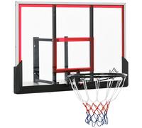 Panier De Basket-Ball Mural Avec Ressort - Panneau De Basket À Accrocher - Visserie Incluse - Acier Pc Rouge Noir