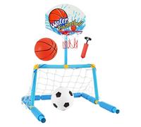 Panier de basket-ball portable - Mini panier de basket-ball 2 en 1 - But de football - Jouet interactif avec 2 balles et 1 pompe pour à partir de 4 ans - Adultes, arrière-cour, famille