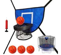 Panier de basket-ball pour Trampoline avec cercle Breakaway | PVC & tissu Oxford, panneau 19,3 x 14,2 pouces | Comprend 4 mini boules et pompes | Panier rebondissant pour intérieur/extérieur pour