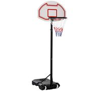 Panier de Basket-Ball sur pied avec poteau panneau, base de lestage sur roulettes hauteur réglable 1,9 - 2,5 m noir blanc