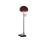 HOMCOM Panier de Basket Extérieur avec Poteau Panneau Noir Rouge | Base de Lestage sur Roulettes, Hauteur Réglable 2,1-2,6 m (panier)