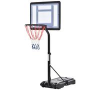 Panier De Basket-Ball Sur Pied Pour Bord De Piscine Poteau Panneau, Base De Lestage Sur Roulettes Hauteur Arceau Réglable 1,1 - 1,3 M Noir Blanc