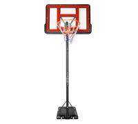 Panier de basket d'extérieur portable pour enfants, 170-305 cm, pour l'extérieur, grand panneau arrière en PET 43,3" x 29,5, pneus standard de 45 cm, 2 roulettes, pour enfants et adultes, rouge