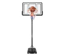 Panier de basket d'extérieur portable pour enfants, 170-305 cm, pour l'extérieur, grand panneau arrière en PET 43,3" x 29,5, pneus standard de 45 cm, 2 roulettes, pour enfants et adultes, blanc