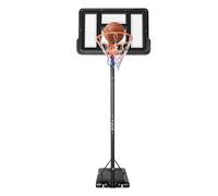 Panier de basket d'extérieur portable pour enfants, 170 à 305 cm, pour l'extérieur, grand panneau arrière en PET 43,3" x 29,5, pneus standard de 45 cm, 2 roulettes, pour enfants et adultes, noir