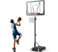 Panier de Basket Portable Intérieur/Extérieur- Réglable (1.5m-2.1m) avec Panneau Incassable 84cm - Roues de Transport - pour Enfants/Ados/Jeunes - Polycarbonate Renforcé