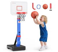 Panier de basket pour enfants, hauteur réglable de 67,6 à 133,5 cm, panier de basket pour tout-petits, jouets de sport d'intérieur et d'extérieur, cadeaux pour tout-petits garçons/filles (bleu)