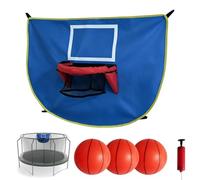 Panier de Basket pour Trampoline Universel avec 3 Balles et Pompe | Mini Kit Basket-Ball Enfant Jardin Extérieur, Support Triangulaire Anti-Affaissement, Fixation Facile