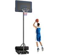 Panier de basket - SPORTNOW - hauteur réglable - roues - base de lestage et sac de sable - acier - 120 x 90 x 305 cm - bleu