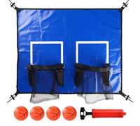 Panier de Basket Trampoline, Matériau en PVC Jantes de Panier Doubles Accessoires Jeux Trampoline avec 4pcs Mini Balles et 1pcs Gonfleur