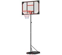 Panier de basketball AIYAPLAY Outdoor pour enfants, 210-260 cm Pied de basketball réglable en hauteur avec roulettes, installation de basketball avec support pour enfants à partir de 6 ans, rouge