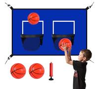 Panier De Basketball pour Trampoline, Double Panier De Basket pour Trampoline Extérieur, Jouets Sportifs avec Balles et Pompe pour, Garçons et Filles, Divertissement Familial en Jardin
