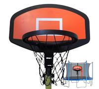 Panier de basketball pour trampoline - PE et ABS 56 x 35 cm - Panneau arrière extérieur pour enfants pour barres droites et incurvées - Fixation de jante robuste de 28 cm - Kit de support universel