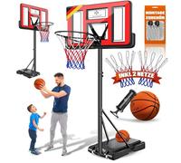 Panier de basketball réglable rouge - KESSER - Hauteur réglable de 230 à 305 cm - Diamètre du panier 45 cm