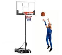 Panier De Basketball Sur Pieds À Roulettes Costway-Hauteur Réglable 100-212 Cm, Base Remplissable, Pour Piscine, Allée, Intérieur Multicolore