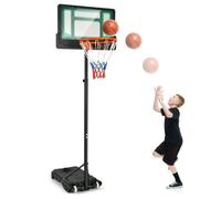 Panier de Basketball sur Pieds à Roulettes COSTWAY-Hauteur Réglable 90-210 CM-Poteau Panneau en PE-Rempli d'Eau,Sable-3 Ans+-Vert